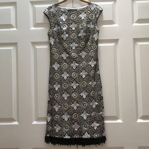 Sue Wong Nocturne Sequined Dress 1920s Flapper Gatsby Fringe Cap Sleeve size 2